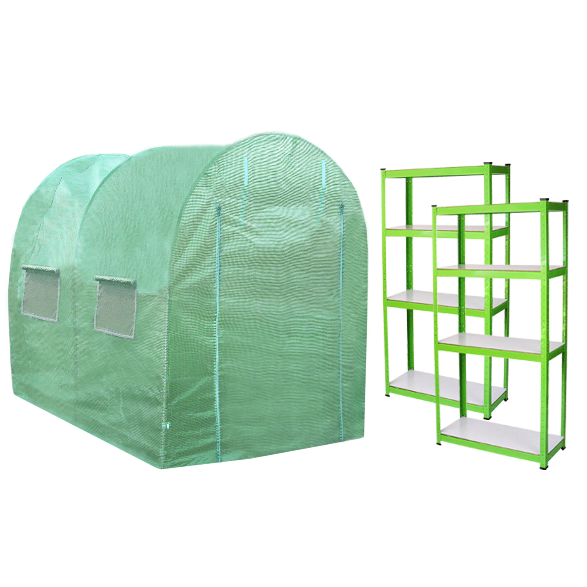 Polytunnel Greenhouse Walk In Galvanised Racking Garden Grow Tent 25mm 4 x 2m